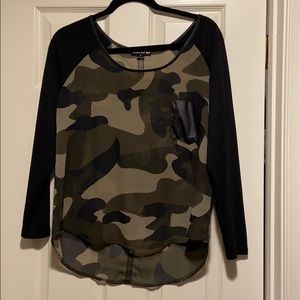 Camo Sheer 3/4 Sleeve shirt